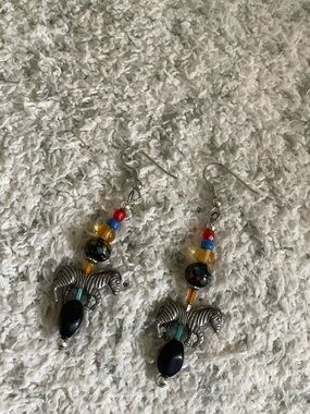 Zebra Carrousel Fashion Pierced Earrings Handcrafted Artistic Creations NWT